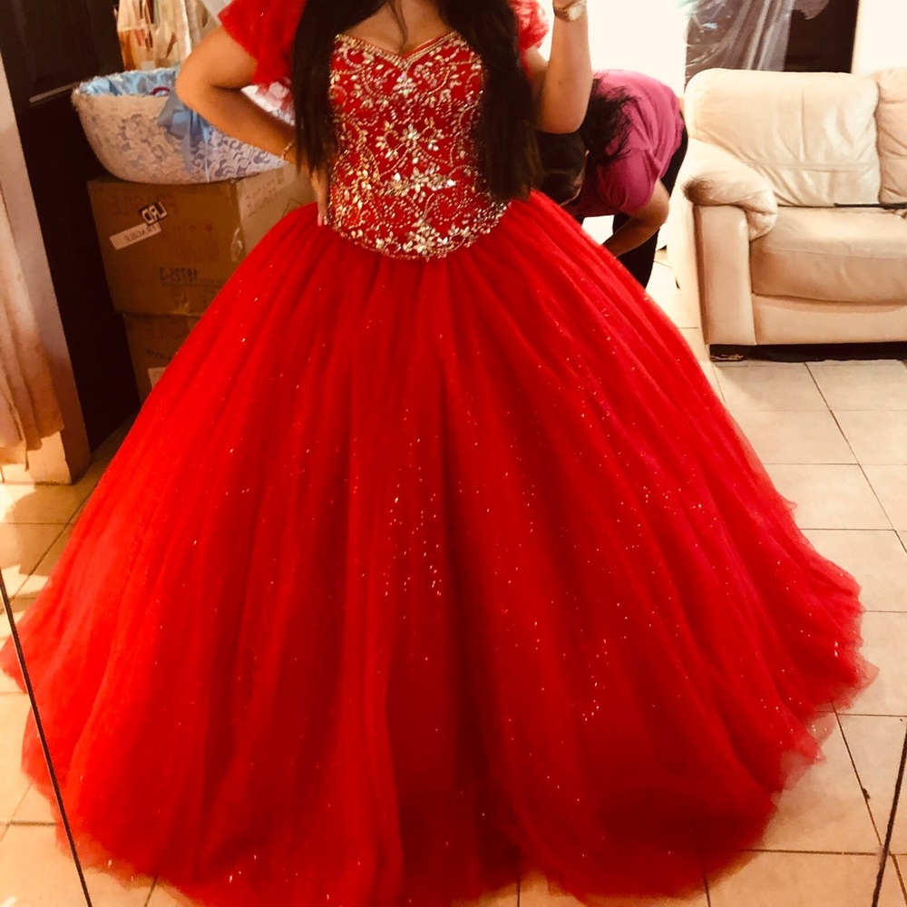 Red quince or prom dress